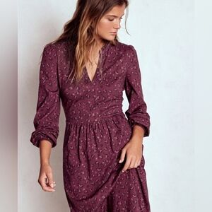 BODEN Naomi Relaxed Jersey Dress Prune Leopard Print Size UK 12R US 8R